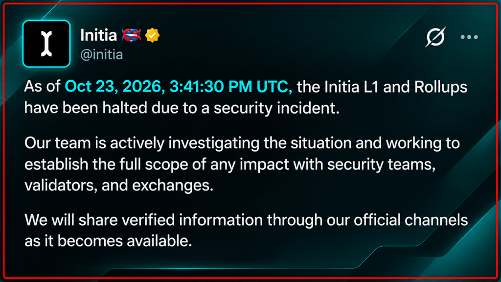 Hacker Prints $2.7M in Crypto as Initia Blockchain Grinds to a Halt Hacker Prints $2.7M in Crypto as Initia Blockchain Grinds to a Halt